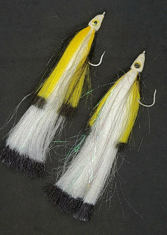 2 Fishing Teasers 5/0 Hooks Flies Fluke Flounder Striper Sea Bass Bait Rig Lure