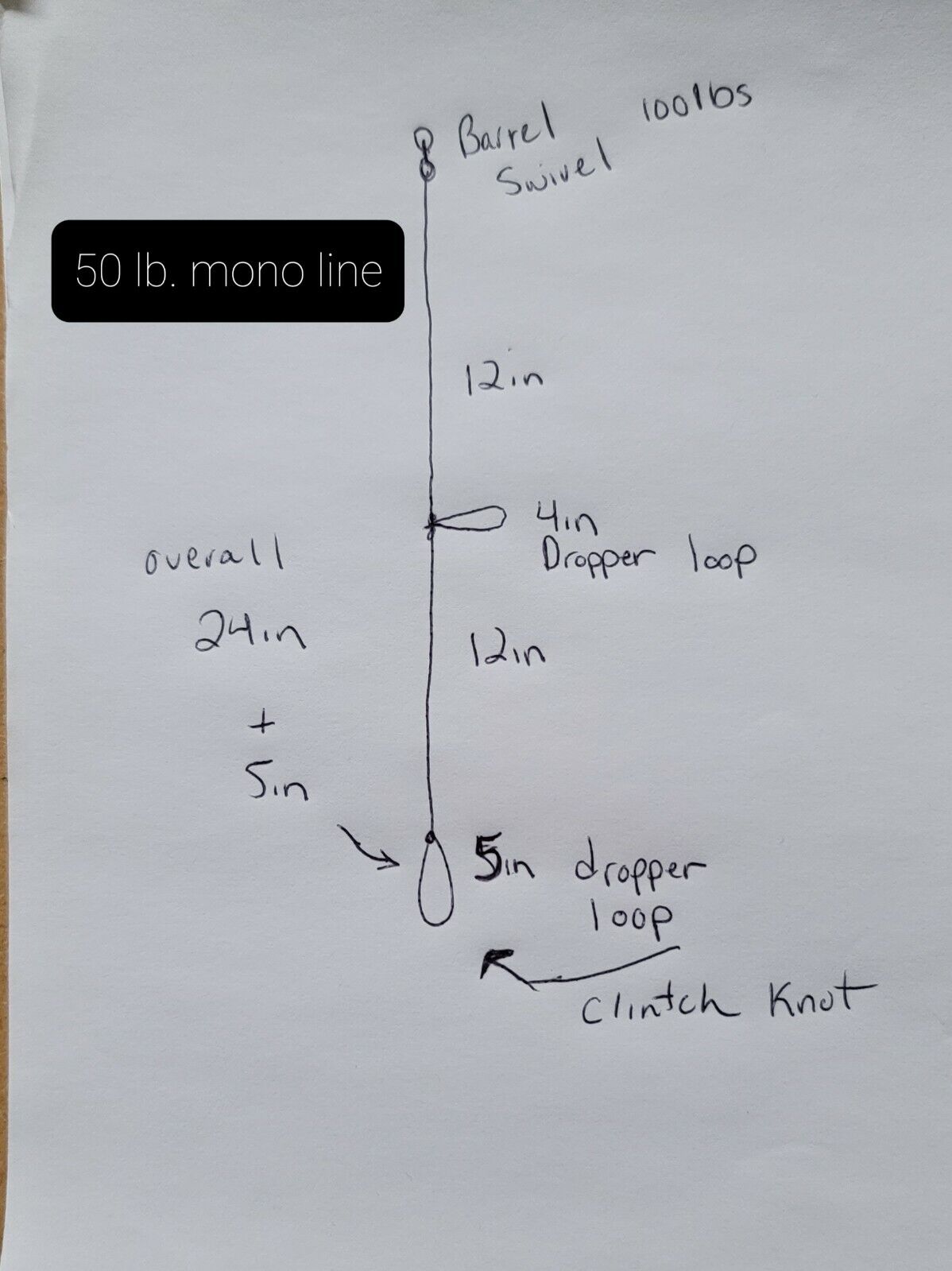 50 lb mono fishing line Hi Lo 50 lb Mono Fishing Line Rig Single Dropper Loop 4 inch Make Your Own Tackl