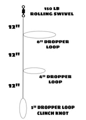 Hi Lo Line 8in Top 4in Bottom Dropper Loop 30 or 40 lb